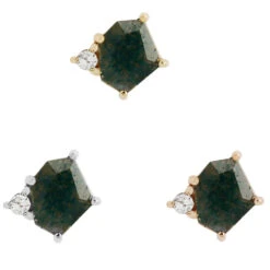 Threadless: "Elicit" End In Gold With Moss Agate & CZ