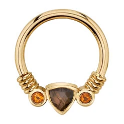 Trillion "Faraway" Seam Ring In Gold With Zawadi Sapphire & Citrines