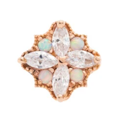 "Amira" End In Gold With CZ's & Opals - On Flatback