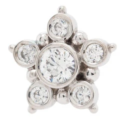 "Lucinda" Threaded End In Gold With White CZ's