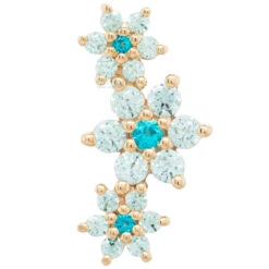 "Estrella" Threaded End In Gold With Paraiba Topaz' & Cyan CZ's