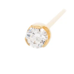 Prong-Set Nostril Screw In Gold With 3mm Brilliant-Cut Gem -Starfire – Body Jewelry 41496 AnatometalProng SetNostrilScrewinGoldwith3mmBrilliant CutGemSingleYellowGold1