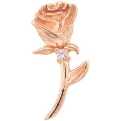 "Jess Rose" Threaded End In Gold With Light Pink Sapphire -Starfire – Body Jewelry 41498 BodyVision BVLAJessRoseThreadedEndinGoldwithLightPinkSapphireSingleRoseGold2