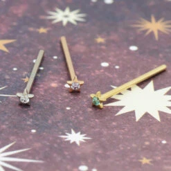 Gem Star Nostril Screw In Gold With 1.5mm Brilliant-Cut Gem -Starfire – Body Jewelry 41514 AnatometalGemStarNostrilScrewinGoldwith1.5mmBrilliant CutGemzFunky