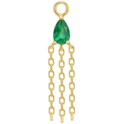 "Veronika" Pear Chain Charm In Gold With Gemstone -Starfire – Body Jewelry 41544 ModernMoodVeronikaPearCharminGoldwithGemstonesingleYellowGoldGreenChalcedonyVENDORPHOTO