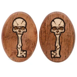 "Skull Key" Wood Oval Inlay Plugs