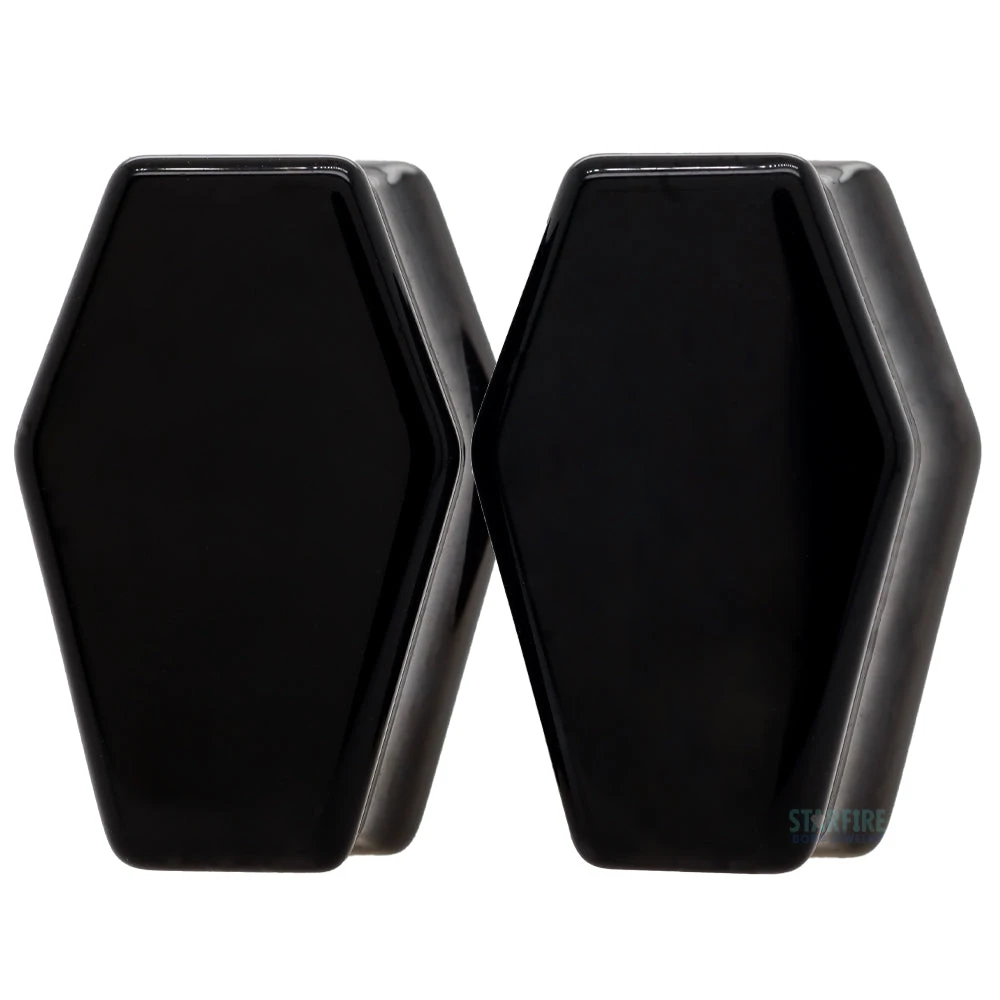 Coffin Stone Plugs - Black Obsidian 3 Coffin Stone Plugs - Black Obsidian
