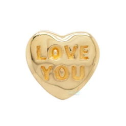 Threadless: Conversation Hearts End In Gold -Starfire – Body Jewelry 41593 AnatometalthreadlessConversationHeartsEndinGoldSingleYellowGoldLoveYou2