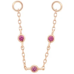 3 Bezel Chain Attachment In Gold With Pink Sapphire