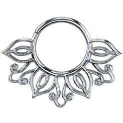 "Azalea" Hinge Ring In Gold -Starfire – Body Jewelry 41648 BodyVision BVLAAzaleaHingeRinginGoldSingleWhiteGoldVENDORPHOTO