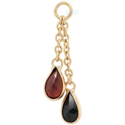 "Junto" Chain Charm In Gold With Gemstones -Starfire – Body Jewelry 41662 HialeahFineJewelryJuntoChainCharminGoldwithGemstonesSingleYellowGoldGarnet BlackSpinel2