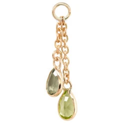 "Junto" Chain Charm In Gold With Gemstones -Starfire – Body Jewelry 41662 HialeahFineJewelryJuntoChainCharminGoldwithGemstonesSingleYellowGoldPeridotandGreenSapphire