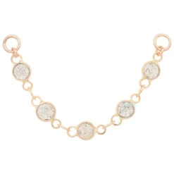 "Labradorite Love" Chain Attachment In Gold With Labradorite -Starfire – Body Jewelry 41663 HialeahFineJewelry LabradoriteLove ChainAttachmentinGoldwithLabradoriteSingleRoseGold39mm16ga2