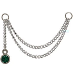 "Cambio" Chain Attachment In Gold With Gemstones -Starfire – Body Jewelry 41664 HialeahFineJewelryCambioChainAttachmentinGoldwithGemstonesSingleWhiteGoldEmerald2