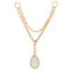 “Amihan" Droplet Chain Attachment In Gold With Aqua Chalcedony -Starfire – Body Jewelry 41703 ModernMoodAmihanDropletChainAttachmentwithAquaChalcedonySingleYellowGold2