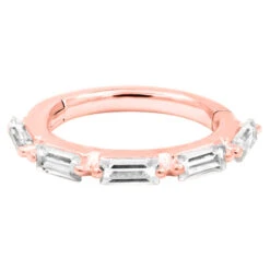 "Annie" Hinge Ring / Clicker In Gold With White CZ's