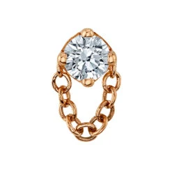 Threadless: "Rianna" Pin In Gold With White CZ -Starfire – Body Jewelry 41739 BodyVision BVLAthreadless Rianna EndinGoldwithWhiteCZSingleRoseGoldVENDORPHOTO