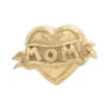 "Mom Heart" Threaded End In Gold