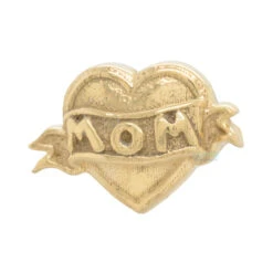 "Mom Heart" Threaded End In Gold