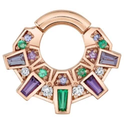"Atlantean" Hinge Ring In Gold With Emerald, Amethyst, Tanzanite & White Diamond