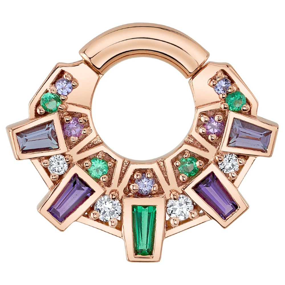 "Atlantean" Hinge Ring In Gold With Emerald, Amethyst, Tanzanite & White Diamond 4 "Atlantean" Hinge Ring In Gold With Emerald, Amethyst, Tanzanite & White Diamond - Image 2