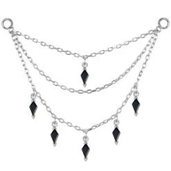 Triple Chain With Dripping Kite Black Agates