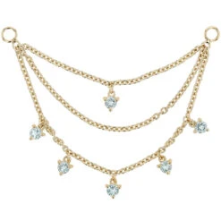 Triple Chain With Dripping Round Sky Blue Topaz