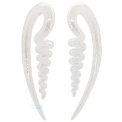 Glass Corkscrew River Talons - Oil Slick White Fishnet -Starfire – Body Jewelry 41775 24glassheartcorkscrewrivertalon oilslickwhitefishnet0ga1