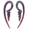 Glass Mini Corkscrew River Talons - Oil Slick Eggplant -Starfire – Body Jewelry 41775 GlassheartCorkscrewRiverTalons OilSlickEggplantSingle10ga1