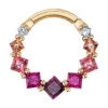 Graduating Tiffany Hinge Ring In Gold With Rhodolite, Hot Pink Sapphire, Pink Topaz, Peach Topaz & Diamonds 2 Graduating Tiffany Hinge Ring In Gold With Rhodolite, Hot Pink Sapphire, Pink Topaz, Peach Topaz & Diamonds -Starfire – Body Jewelry 41789 BodyVision BVLAGraduatingTiffanyHingeRinginGoldwithRhodolite HotPinkSapphire PinkTopaz PeachTopaz DiamondSingleYellowGoldVENDORPHOTO