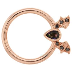"Countess" Gold Captive Bead Ring (CBR) With Mystic Topaz & Black Diamonds -Starfire – Body Jewelry 41795 BodyVision BVLACountessGoldCaptiveBeadRing CBR withMysticTopaz BlackDiamondsSingleRoseGold3.81