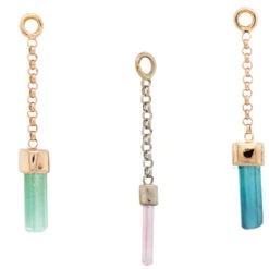 "Kiss Me" Chain Charm In Gold With Natural Stone