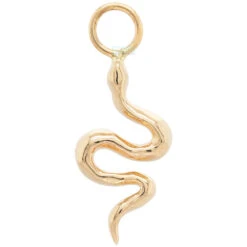 Serpent Charm In Gold -Starfire – Body Jewelry 41830 BuddhaJewelryOrganicsSerpentCharminGoldSingleCharmFlatYellowGold