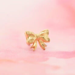 Threadless: "Lovelee Bow 2" End In Gold -Starfire – Body Jewelry 41834 AnatometalthreadlessLoveleeBow2EndinGoldzfunkyYellowGold