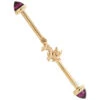 "Fei Long" Industrial Barbell In Gold With Rhodolite Bullets -Starfire – Body Jewelry 41839 BodyVisionBVLAFeiLongIndustrialBarbellinGoldwithRhodoliteBulletsSingle11.4YellowGoldRight