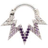 "Ziggy" Hinge Ring In Gold With White CZ's, Light Amethyst, & Amethyst -Starfire – Body Jewelry 41848 BodyVision BVLAZiggyHingeRinginGoldwithWhiteCZ s LightAmethyst AmethystSingleWhiteGold2