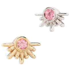 "Live To Tell" Threaded End In Gold With Padparadscha Sapphire -Starfire – Body Jewelry 41851 BodyVision BVLALivetoTellThreadedEndinGoldwithPadparadschaSapphireAsstGroup