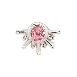 "Live To Tell" Threaded End In Gold With Padparadscha Sapphire -Starfire – Body Jewelry 41851 BodyVision BVLALivetoTellThreadedEndinGoldwithPadparadschaSapphireSingleWhiteGold6mm2