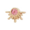 "Live To Tell" Threaded End In Gold With Padparadscha Sapphire -Starfire – Body Jewelry 41851 BodyVision BVLALivetoTellThreadedEndinGoldwithPadparadschaSapphireSingleYellowGold6.5mm 2mm 1