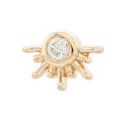 "Live To Tell" Threaded End In Gold With DIAMOND -Starfire – Body Jewelry 41851 BodyVisionBVLALivetoTellThreadedEndinGoldwithDIAMONDSingle6.5mmYellowGold1