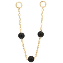 3 Bead Chain Attachment In Gold With Agate -Starfire – Body Jewelry 41873 BuddhaJewelryOrganics3BeadChainAttachmentinGoldwithAgateSingleYellowGoldVENDORPHOTO