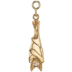 "Morbius Bat" Charm In Gold With White DIAMONDS