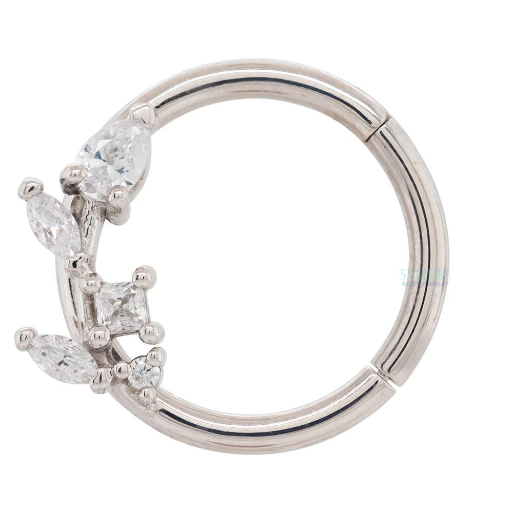 "Tiny Jasmine" Hinge Ring In Gold With White CZ's 3 "Tiny Jasmine" Hinge Ring In Gold With White CZ's