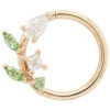 "Jasmine" Seam Ring In Gold With Tsavorite & White CZ's -Starfire – Body Jewelry 41884 BodyVisionBVLAJasmineSeamRinginGoldwithTsavoriteandWhiteCZsSingle3.8Right1