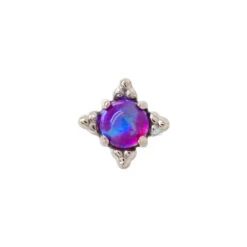 Threadless: "Zia" End In White Gold With Opal Cabochon