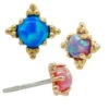 Threadless: "Zia" End In Yellow Gold With Opal Cabochon -Starfire – Body Jewelry 41908 AnatometalthreadlessZiaEndinYellowGoldwithOpalCabochonAsstGroup