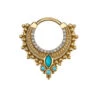 "Dionysus" Hinge Ring In Gold With DIAMONDS & Turquoise -Starfire – Body Jewelry 41965BodyVisionLosAngelesBVLADionysusHingeRinginGoldwithDIAMONDS TurquoiseYGVENDORPHOTO