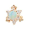 "Bayle" Threaded End In Gold With Genuine White Opal & White CZ's -Starfire – Body Jewelry 41967 BodyVision BVLABayleThreadedEndinGoldwithGenuineWhiteOpal WhiteCZ sSingleYellowGold1