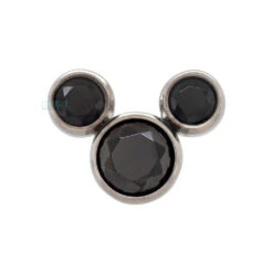 Threadless: "Mickey" With Brilliant-Cut Gem Cluster End -Starfire – Body Jewelry 41968 AnatometalthreadlessMickeywithBrilliant CutGemClusterEndSingle3mmBC Black