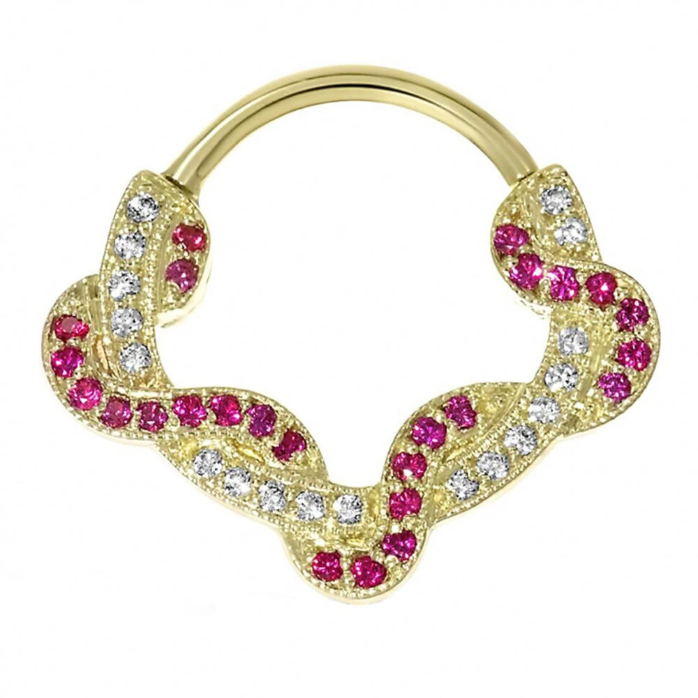"Proteus" Hinge Ring In Gold With White Diamond & Rubies 3 "Proteus" Hinge Ring In Gold With White Diamond & Rubies